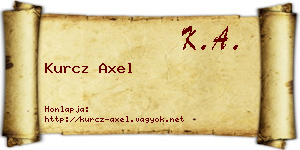 Kurcz Axel névjegykártya